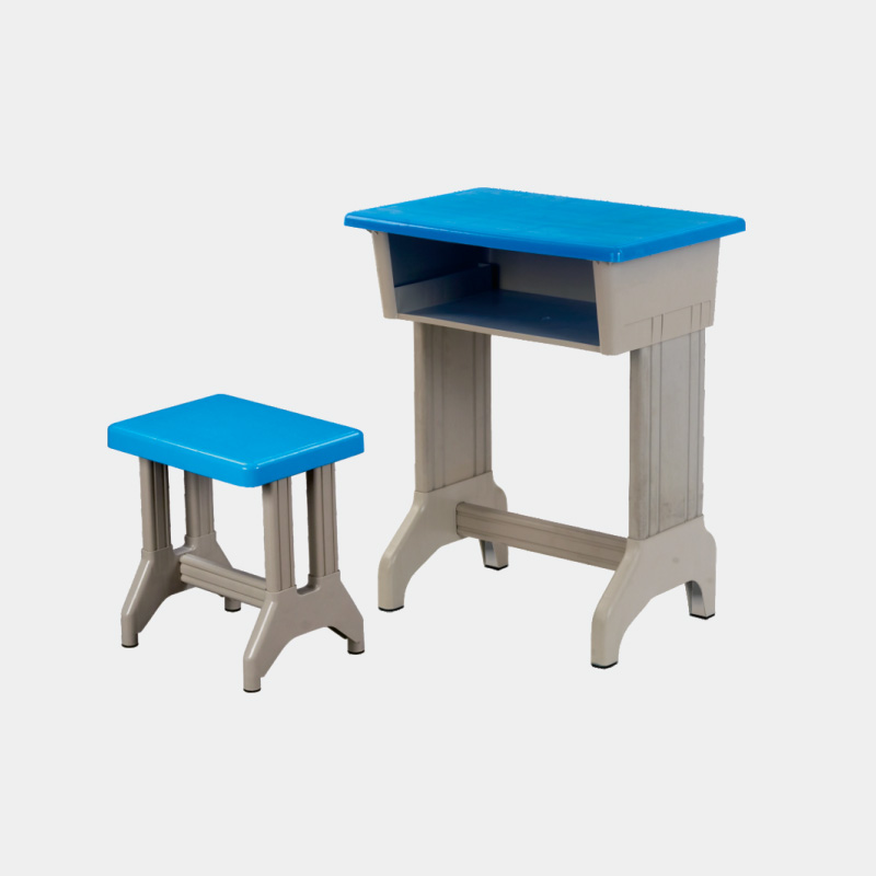 單人雙柱板式課桌凳 