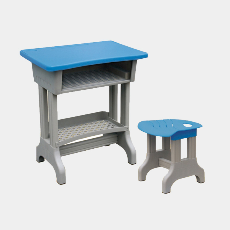 單人雙柱雙層吹塑課桌凳 