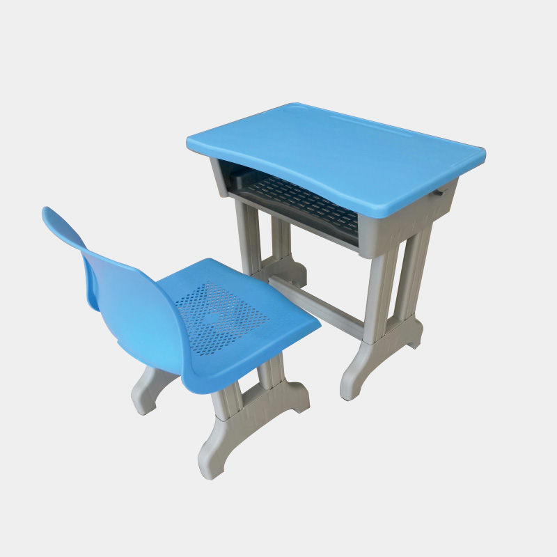 單人雙柱單純吹塑課桌椅 